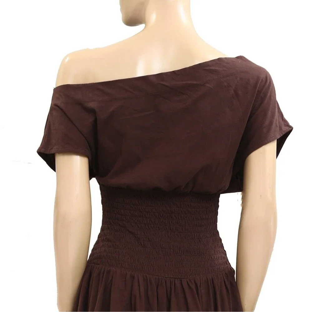 Free People Brown Off-Shoulder Mini Dress